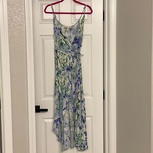 Lovestitch Asymmetrical Dress in Blue and Green